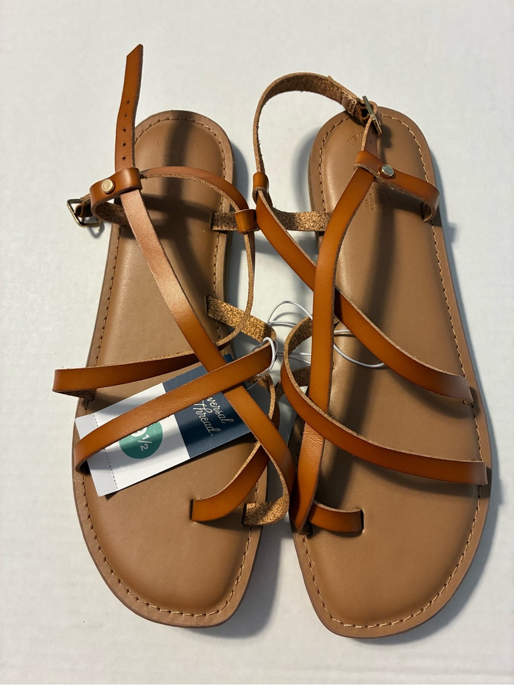 NWT Universal Thread Women’s Kailey Cognac Brown Tan Strappy Sandals size 9.5 - Picture 3 of 8